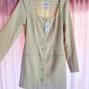 Abercrombie & Fitch Cream Long Sleeve Sheath Dress Wedding Guest